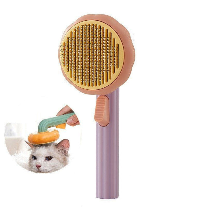 Self - Cleaning Cat & Dog Brush – Handheld Steel Wire Grooming Comb with Hair Removal & Massage Function by LUXE AHMAR – Available at LUXE AHMAR