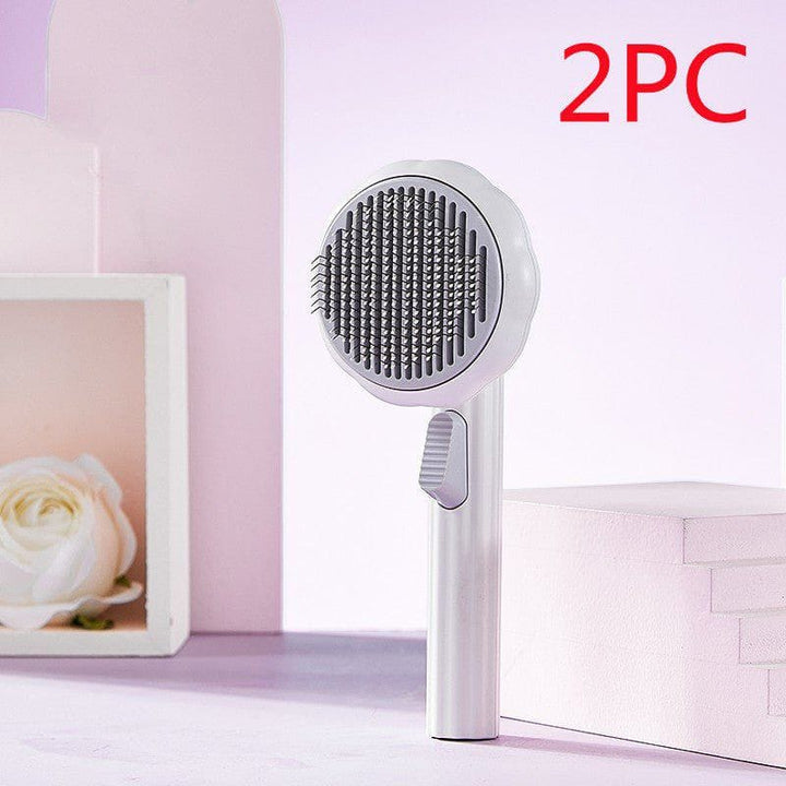 Self - Cleaning Cat & Dog Brush – Handheld Steel Wire Grooming Comb with Hair Removal & Massage Function by LUXE AHMAR – Available at LUXE AHMAR