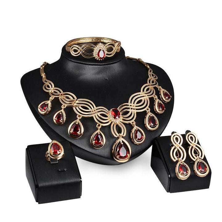 Set Jewelry Fashion Gems Necklace And Earrings Alloy Jewelry by LUXE AHMAR – Available at LUXE AHMAR