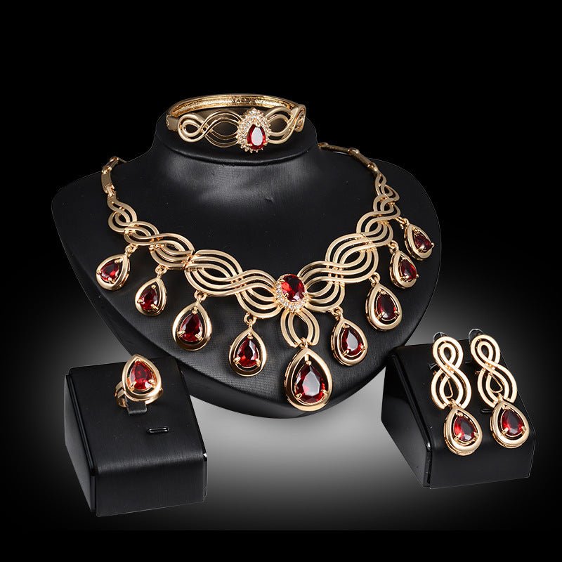 Set Jewelry Fashion Gems Necklace And Earrings Alloy Jewelry by LUXE AHMAR – Available at LUXE AHMAR