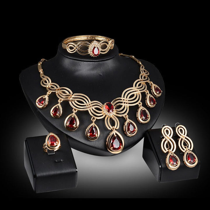 Set Jewelry Fashion Gems Necklace And Earrings Alloy Jewelry by LUXE AHMAR – Available at LUXE AHMAR