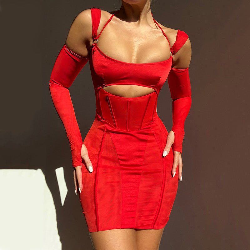 Sexy Backless Mesh See - Through Sling Dress – High Waist Bodycon Hip Skirt for Women by LUXE AHMAR – Available at LUXE AHMAR