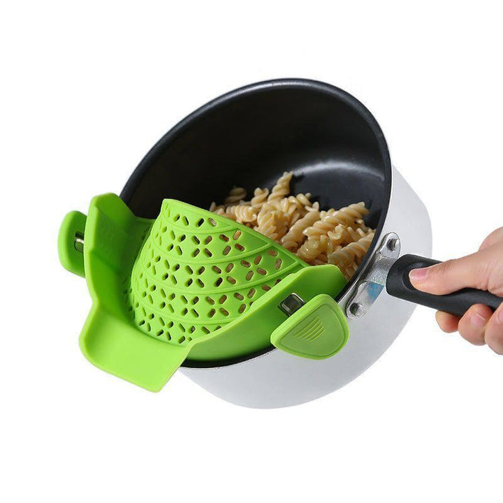 Silicone Pot Side Drain Stopper – Leak - Proof Clip - On Strainer for Kitchen Cooking by LUXE AHMAR – Available at LUXE AHMAR