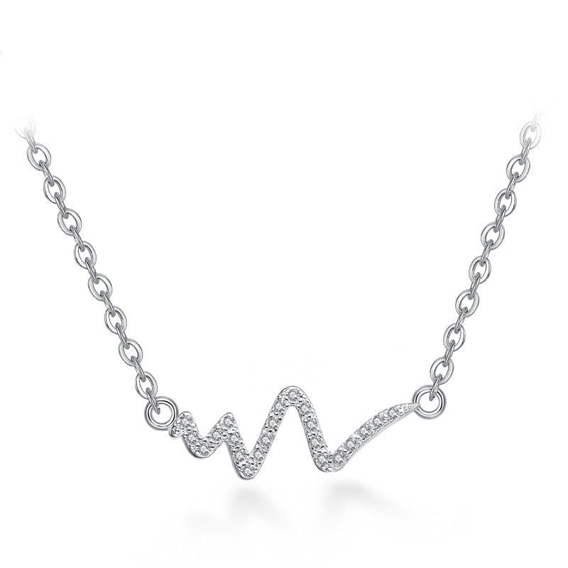 Silver Necklace Korean Lightning Necklace Female Simple ECG Decoding Short Necklace Clavicle Chain With Jewelry by LUXE AHMAR – Available at LUXE AHMAR