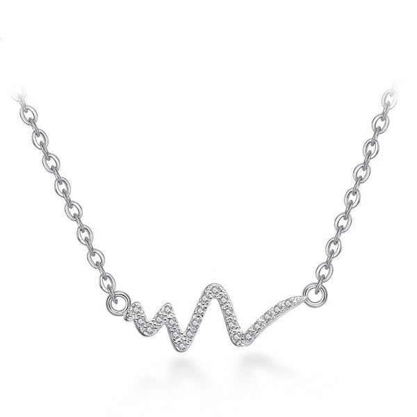 Silver Necklace Korean Lightning Necklace Female Simple ECG Decoding Short Necklace Clavicle Chain With Jewelry by LUXE AHMAR – Available at LUXE AHMAR
