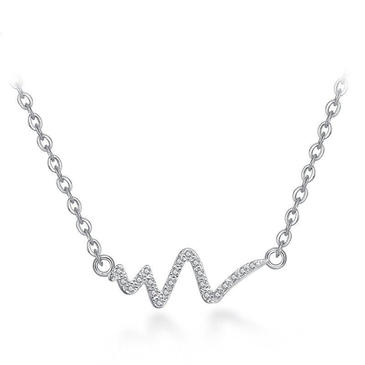 Silver Necklace Korean Lightning Necklace Female Simple ECG Decoding Short Necklace Clavicle Chain With Jewelry by LUXE AHMAR – Available at LUXE AHMAR