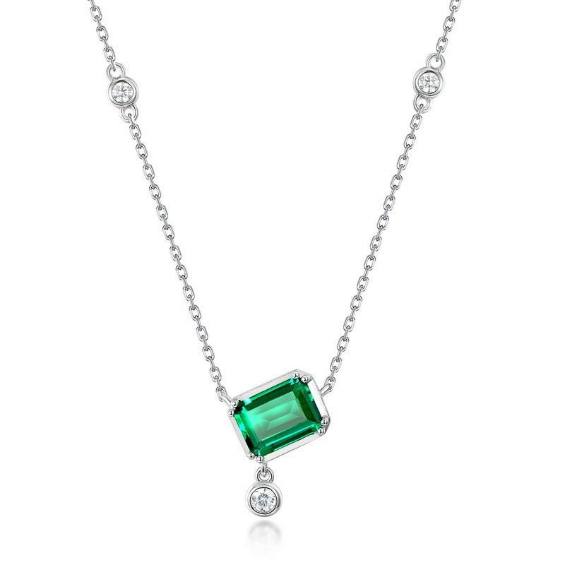 Simple Geometric Cultivation Emerald Popular S925 Sterling Silver Colored Gems Necklace by LUXE AHMAR – Available at LUXE AHMAR