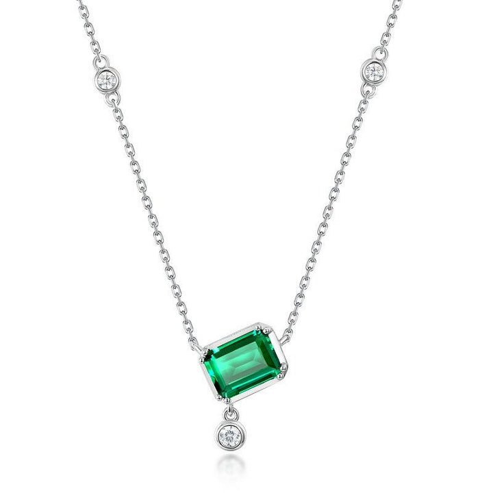 Simple Geometric Cultivation Emerald Popular S925 Sterling Silver Colored Gems Necklace by LUXE AHMAR – Available at LUXE AHMAR