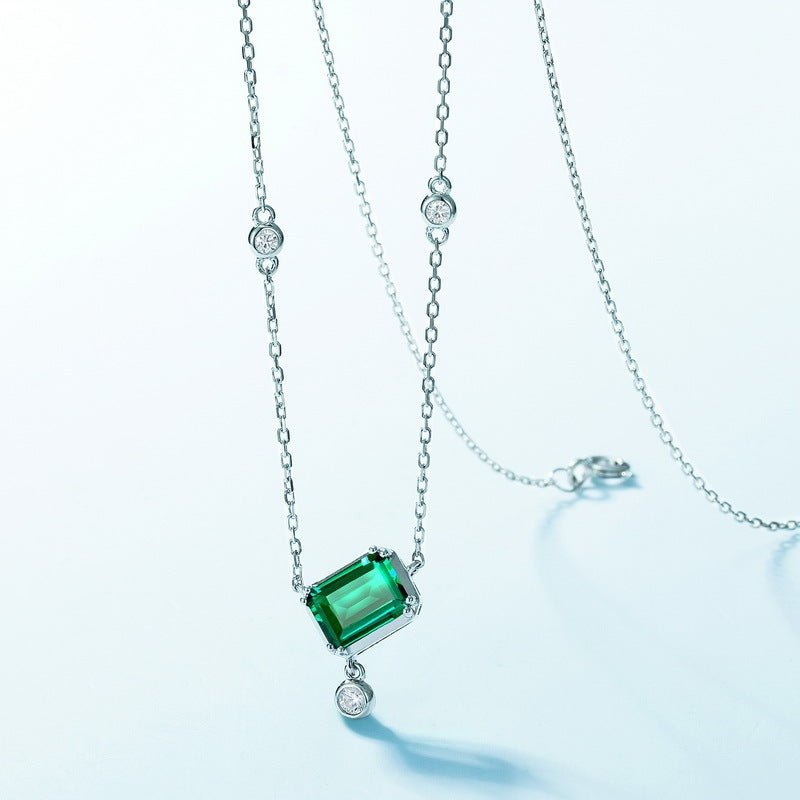 Simple Geometric Cultivation Emerald Popular S925 Sterling Silver Colored Gems Necklace by LUXE AHMAR – Available at LUXE AHMAR