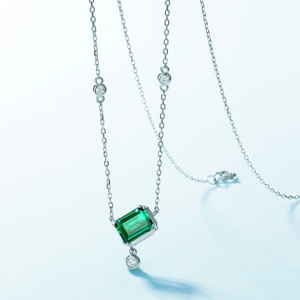 Simple Geometric Cultivation Emerald Popular S925 Sterling Silver Colored Gems Necklace by LUXE AHMAR – Available at LUXE AHMAR