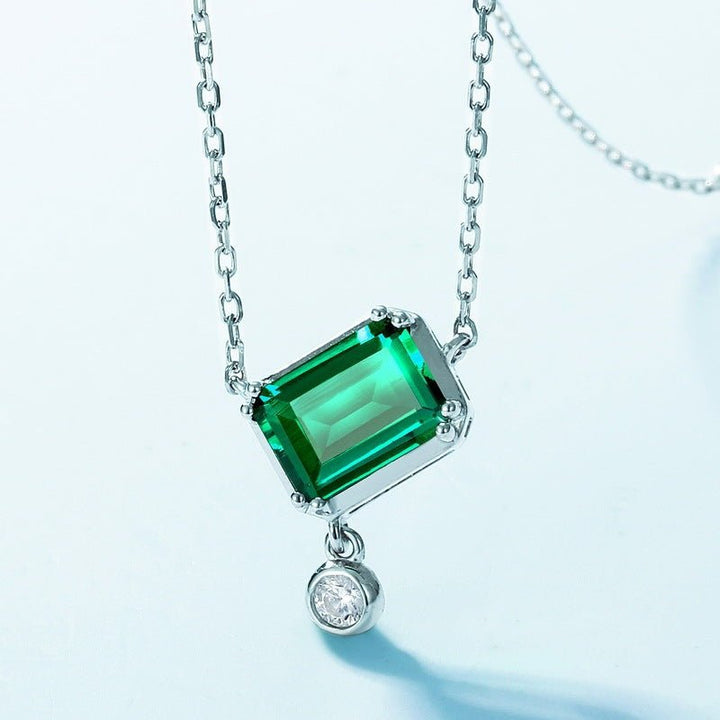 Simple Geometric Cultivation Emerald Popular S925 Sterling Silver Colored Gems Necklace by LUXE AHMAR – Available at LUXE AHMAR