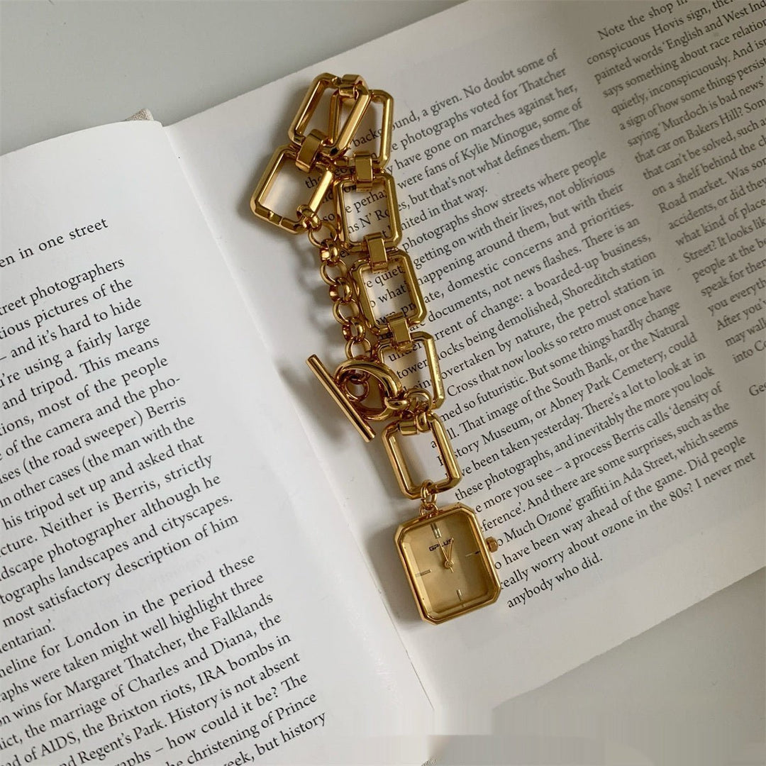 Steel Belt Chain Special - interest Design Square Pendant Dial A Little Retro Watch by LUXE AHMAR – Available at LUXE AHMAR