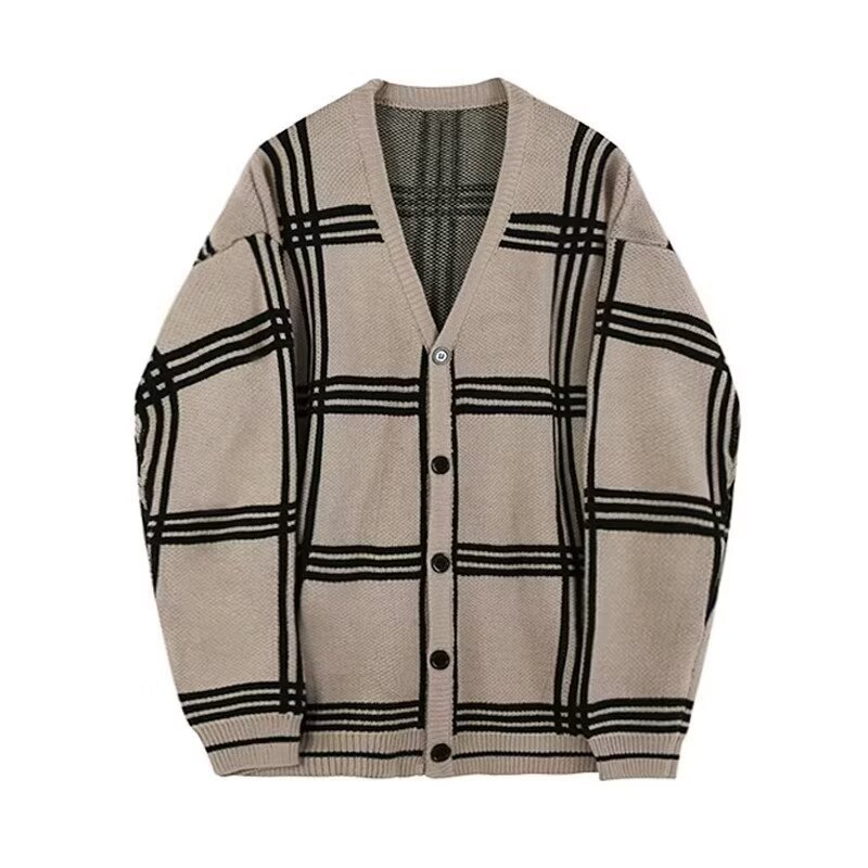 Striped Knitted Cardigan Coat Retro Men by LUXE AHMAR – Available at LUXE AHMAR