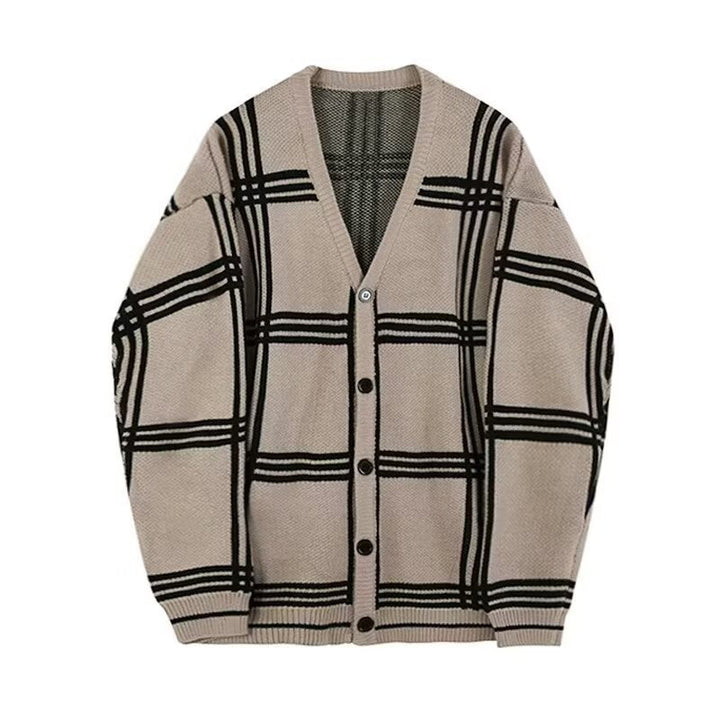 Striped Knitted Cardigan Coat Retro Men by LUXE AHMAR – Available at LUXE AHMAR