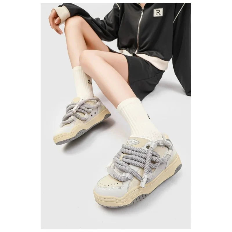 Unisex Retro Casual Sneakers – 2025 Japanese Style Lightweight Leather Skate Shoes for Couples by Luxe Ahmar – Available at LUXE AHMAR