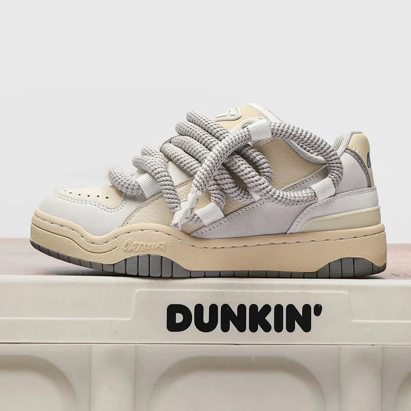 Unisex Retro Casual Sneakers – 2025 Japanese Style Lightweight Leather Skate Shoes for Couples by Luxe Ahmar – Available at LUXE AHMAR