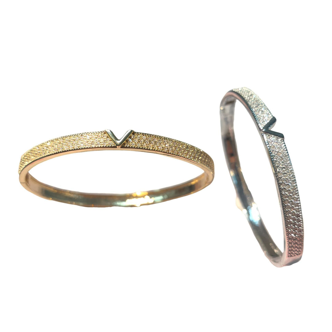 V - shaped 18K Genuine Gold Electroplated Bracelet Ring Set by LUXE AHMAR – Available at LUXE AHMAR