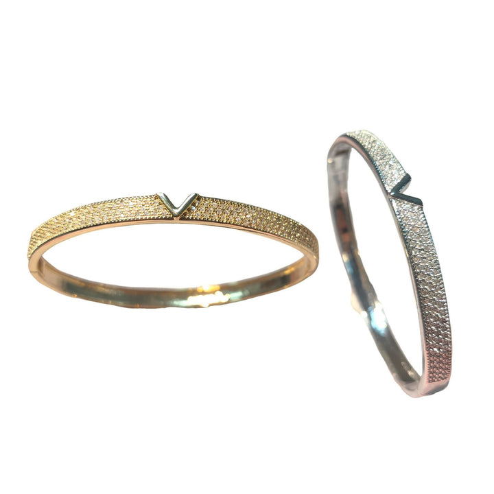 V - shaped 18K Genuine Gold Electroplated Bracelet Ring Set by LUXE AHMAR – Available at LUXE AHMAR