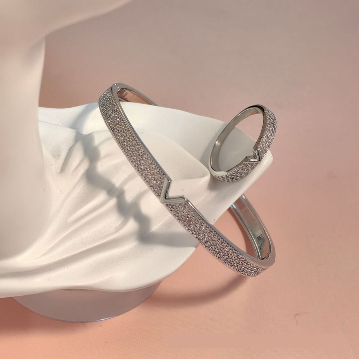 V - shaped 18K Genuine Gold Electroplated Bracelet Ring Set by LUXE AHMAR – Available at LUXE AHMAR