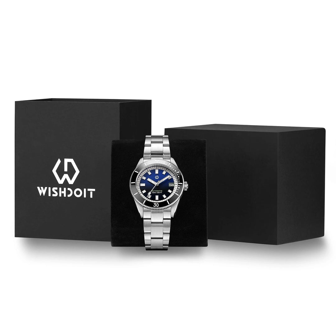 WISHDOIT 9987 Men's Automatic Dive Watch – NH35 Mechanical Movement, 150M Waterproof, Sapphire Crystal, Super Luminous Bezel by Luxe Ahmar – Available at LUXE AHMAR