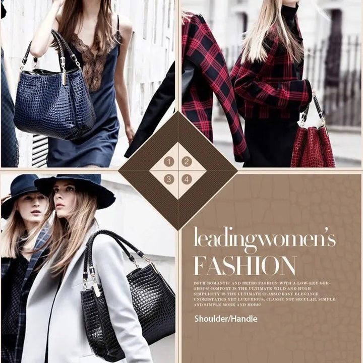 Women's Bag Large Capacity Tote Daily Commute Women's Shoulder Bag Crocodile Print Bright Face Handbag Shopping by LUXE AHMAR – Available at LUXE AHMAR