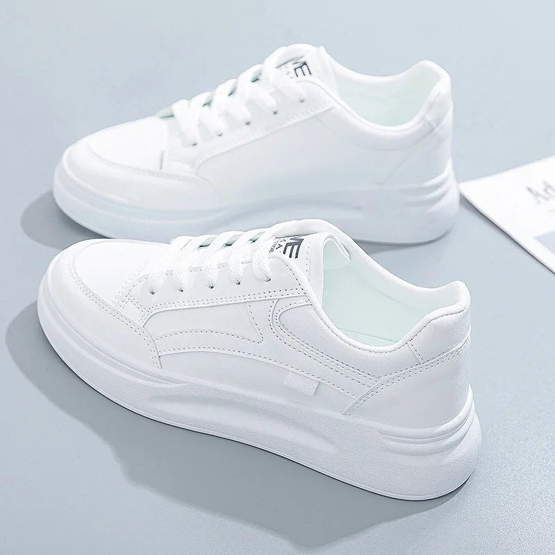 Women's Casual Sneakers 2024 – Thick Sole White Platform Shoes, Breathable Spring & Autumn Tennis Shoes, Trendy Round Toe Female Footwear by Luxe Ahmar – Available at LUXE AHMAR