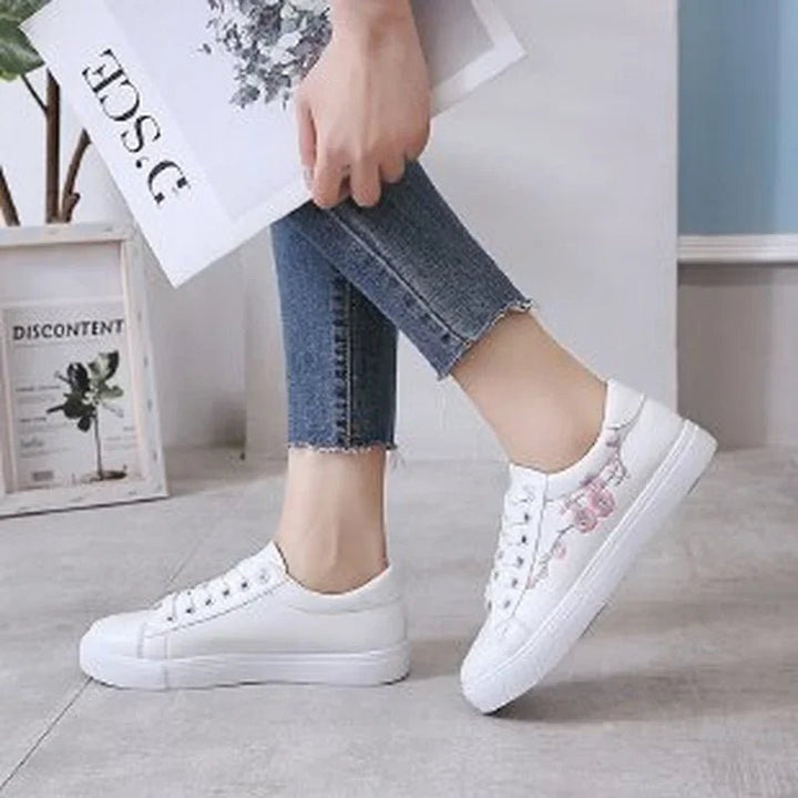 Women's Embroidered Lace - Up Sneakers – Breathable Casual Shoes 2025 by Luxe Ahmar – Available at LUXE AHMAR