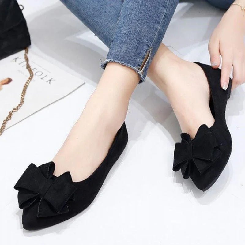 Women’s Green Bow Tie Flats – Stylish Casual & Office Shoes by Luxe Ahmar – Available at LUXE AHMAR