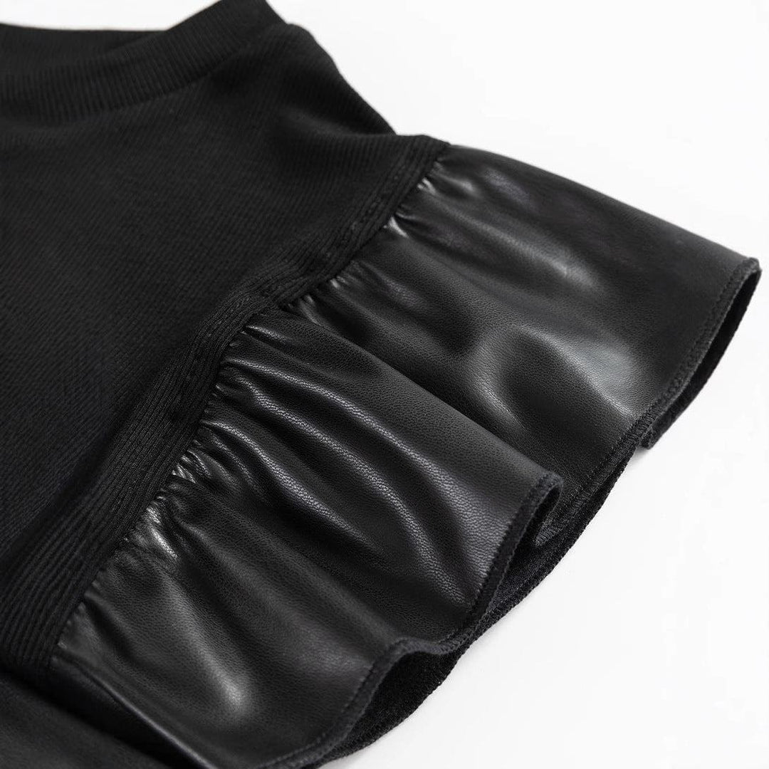 Women's Mesh Stitch Ruffle Sleeve Cotton T-Shirt – Casual Loose Fit Pullover by LUXE AHMAR – Available at LUXE AHMAR