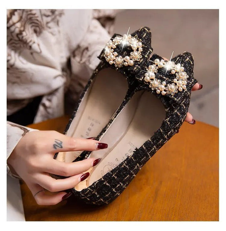 Women’s Mixed Color Moccasins with Pearl Decoration – Casual Pointed Flats by Luxe Ahmar – Available at LUXE AHMAR