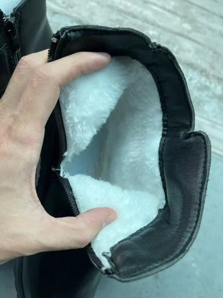 Women’s Plush Ankle Boots - Flat Soled Retro Zipper Snow Boots for Autumn/Winter by Luxe Ahmar – Available at LUXE AHMAR