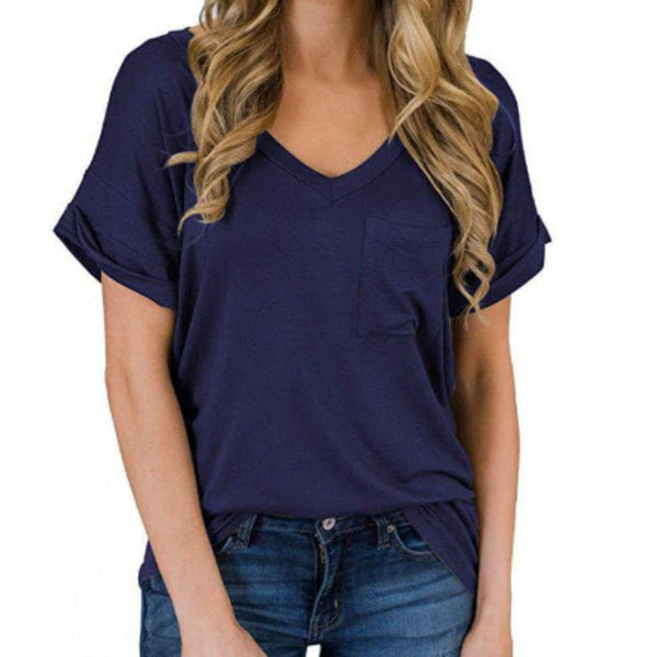 Women's Retro V - Neck Pocket T-Shirt – Lightweight Spring & Summer Casual Tee by LUXE AHMAR – Available at LUXE AHMAR