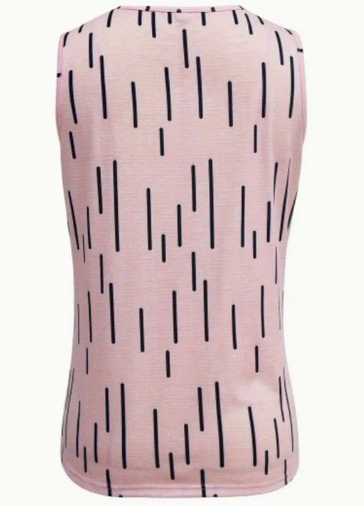 Women's Sleeveless V - Neck Geometric Print Tank Top – Casual Summer Blouse by LUXE AHMAR – Available at LUXE AHMAR