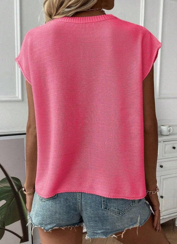 Women's Solid Batwing Sleeve Oversized Sweater Vest – Casual Spring/Fall Knit Pullover by LUXE AHMAR – Available at LUXE AHMAR