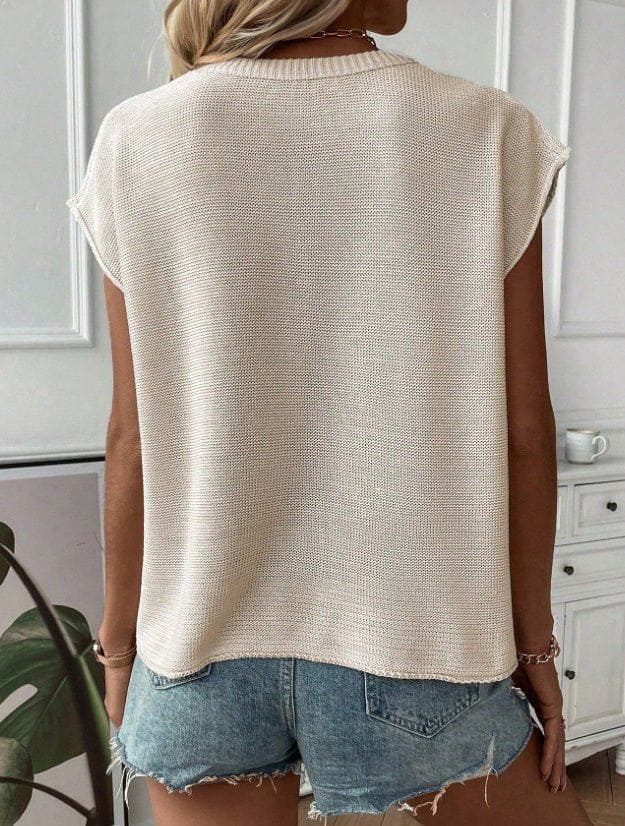 Women's Solid Batwing Sleeve Oversized Sweater Vest – Casual Spring/Fall Knit Pullover by LUXE AHMAR – Available at LUXE AHMAR