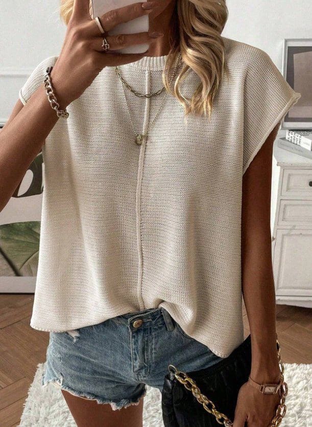 Women's Solid Batwing Sleeve Oversized Sweater Vest – Casual Spring/Fall Knit Pullover by LUXE AHMAR – Available at LUXE AHMAR