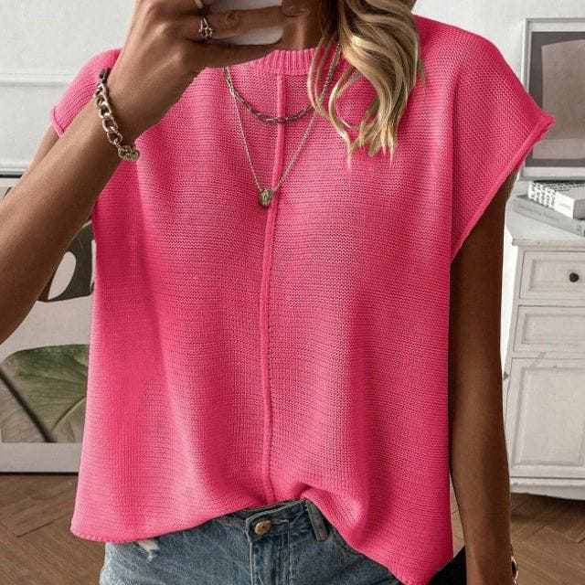 Women's Solid Batwing Sleeve Oversized Sweater Vest – Casual Spring/Fall Knit Pullover by LUXE AHMAR – Available at LUXE AHMAR