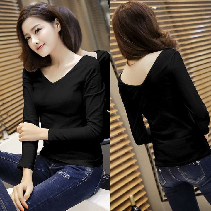 Women's V - Neck Double - Sided Leopard Print Top – Short & Long Sleeve Slim Fit Shirt by LUXE AHMAR – Available at LUXE AHMAR