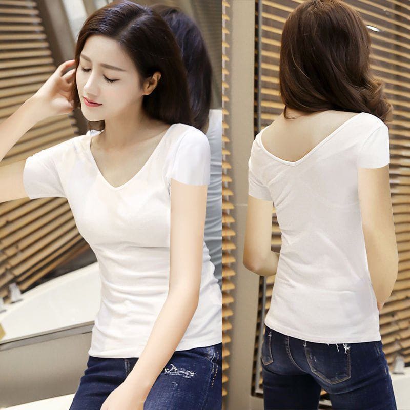 Women's V - Neck Double - Sided Leopard Print Top – Short & Long Sleeve Slim Fit Shirt by LUXE AHMAR – Available at LUXE AHMAR