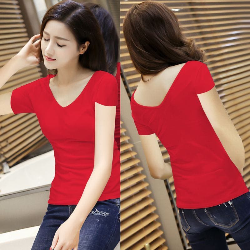 Women's V - Neck Double - Sided Leopard Print Top – Short & Long Sleeve Slim Fit Shirt by LUXE AHMAR – Available at LUXE AHMAR