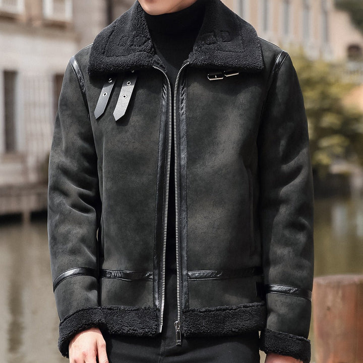 Youth Biker's Leather Jacket Lamb Wool Coat by LUXE AHMAR – Available at LUXE AHMAR