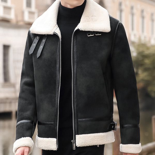 Youth Biker's Leather Jacket Lamb Wool Coat by LUXE AHMAR – Available at LUXE AHMAR