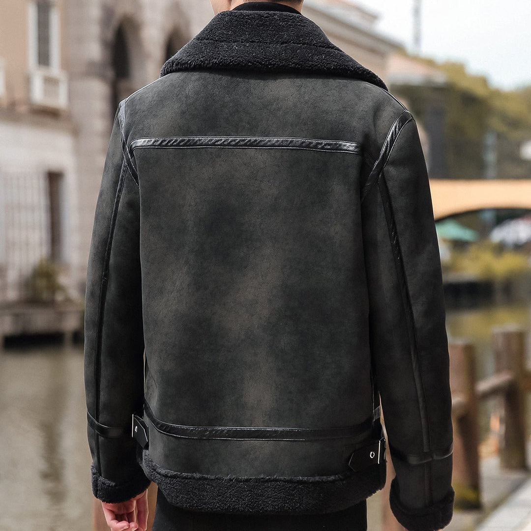 Youth Biker's Leather Jacket Lamb Wool Coat by LUXE AHMAR – Available at LUXE AHMAR